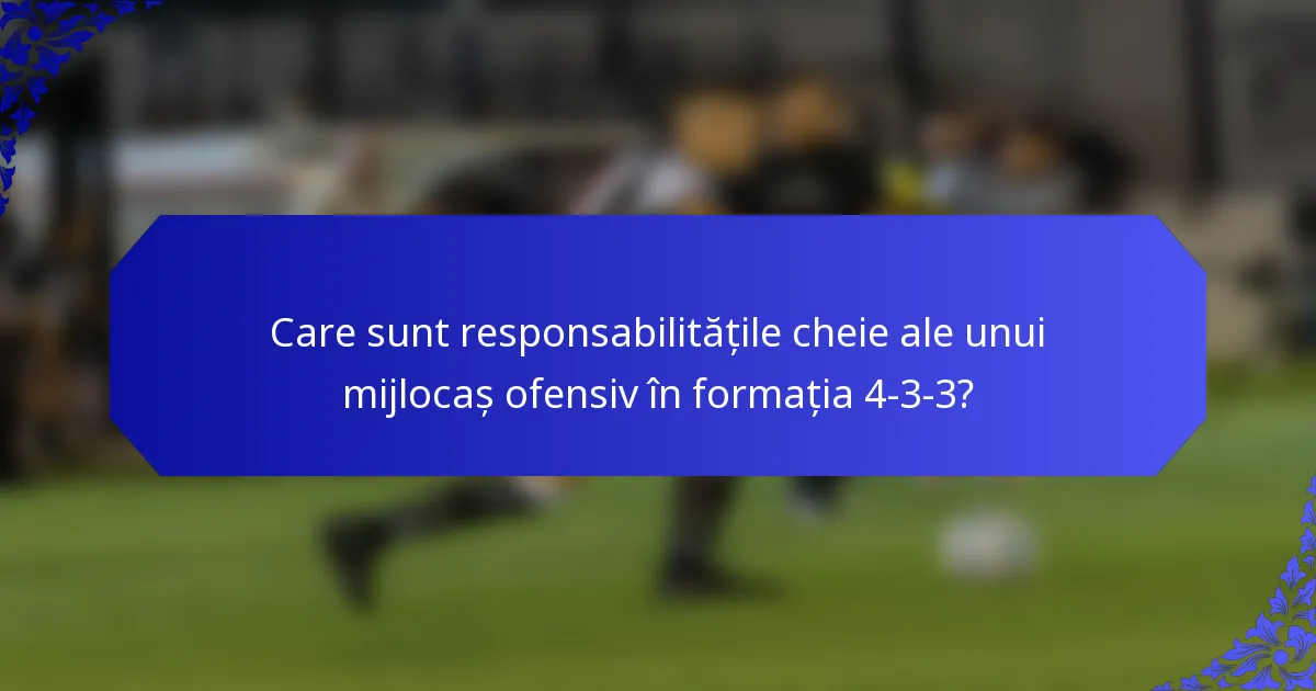 Care sunt responsabilitățile cheie ale unui mijlocaș ofensiv în formația 4-3-3?
