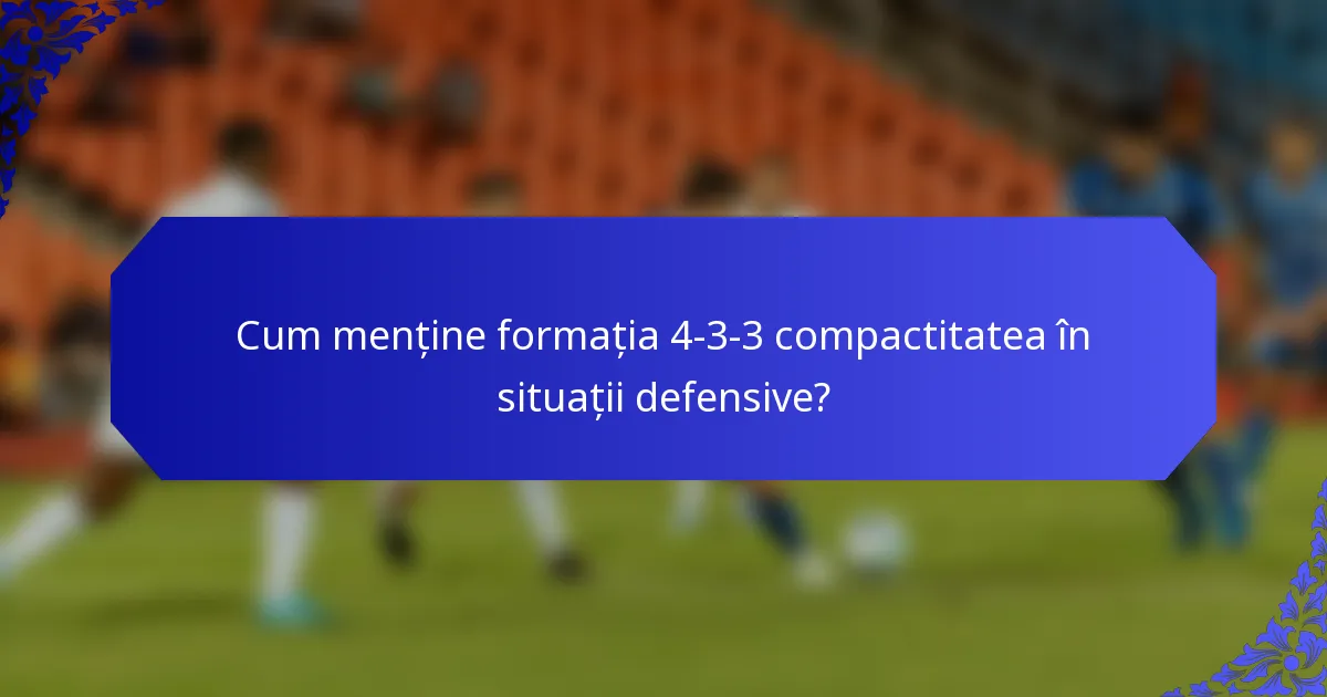 Cum menține formația 4-3-3 compactitatea în situații defensive?