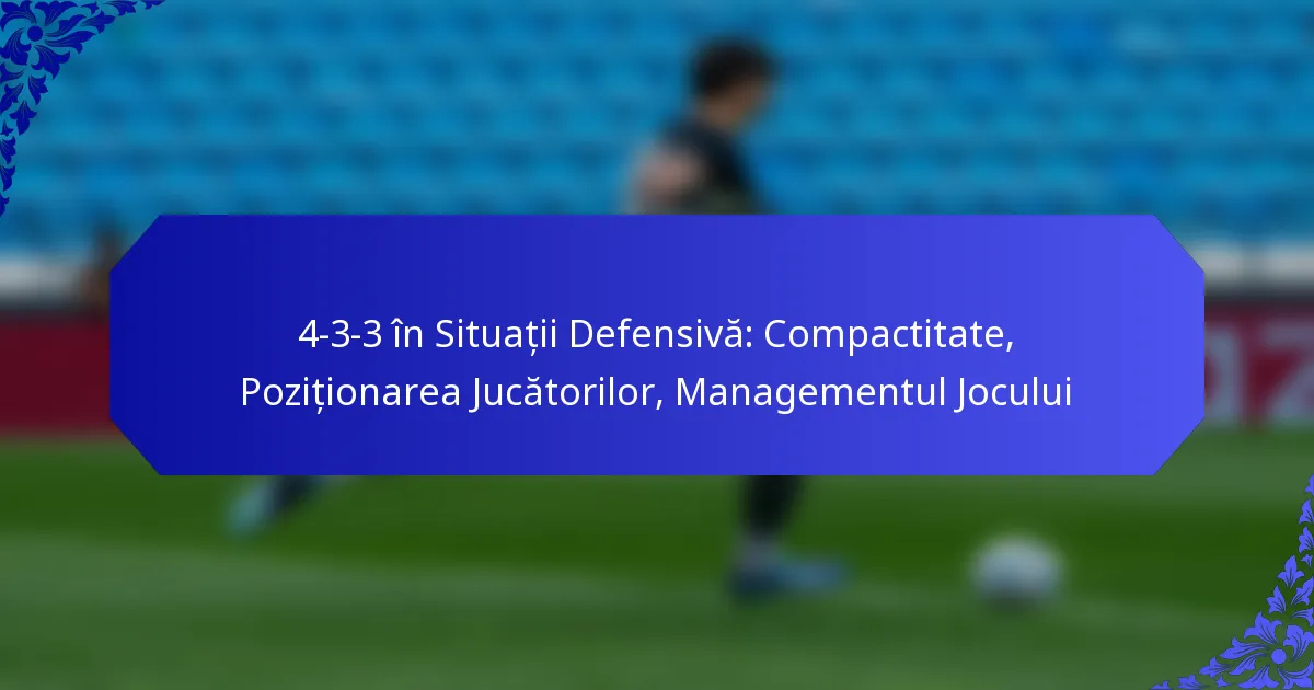 4-3-3 în Situații Defensivă: Compactitate, Poziționarea Jucătorilor, Managementul Jocului