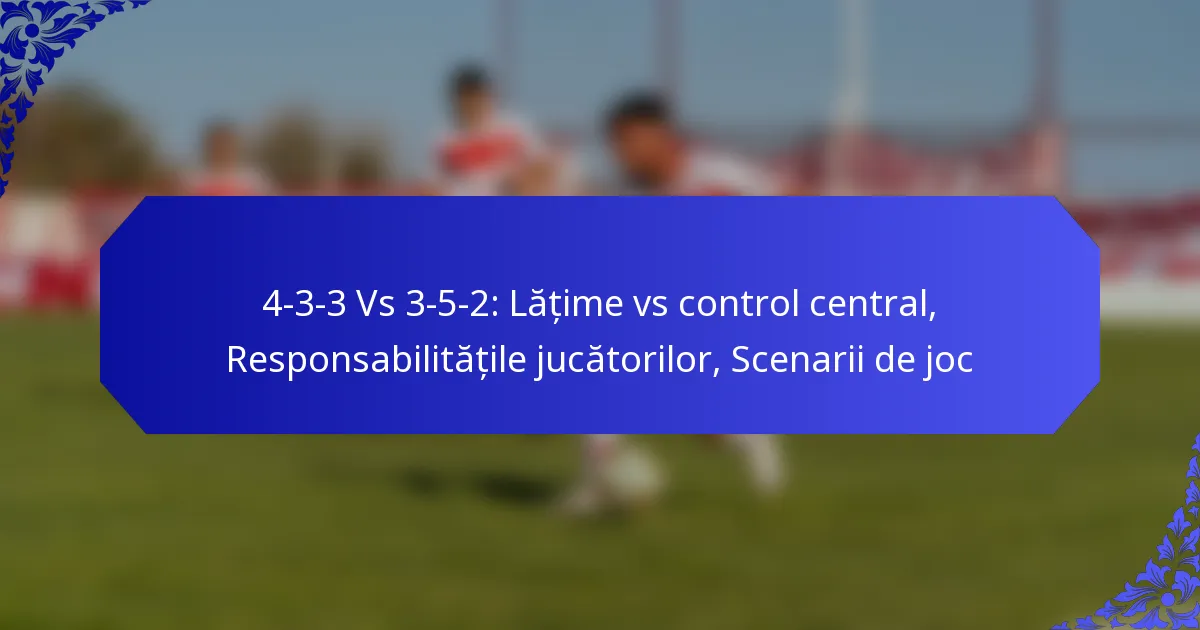4-3-3 Vs 3-5-2: Lățime vs control central, Responsabilitățile jucătorilor, Scenarii de joc