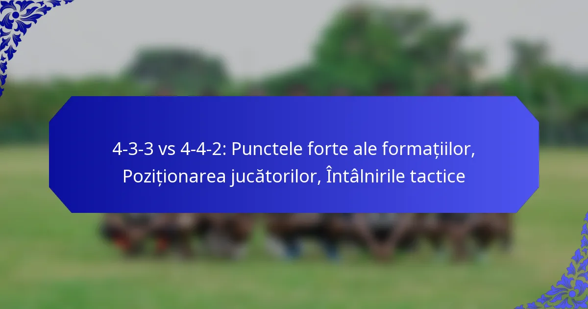 4-3-3 vs 4-4-2: Punctele forte ale formațiilor, Poziționarea jucătorilor, Întâlnirile tactice