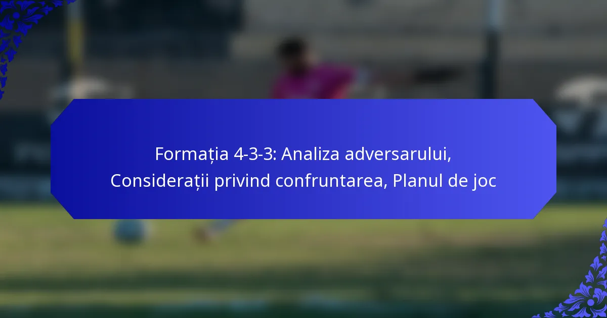 Formația 4-3-3: Analiza adversarului, Considerații privind confruntarea, Planul de joc