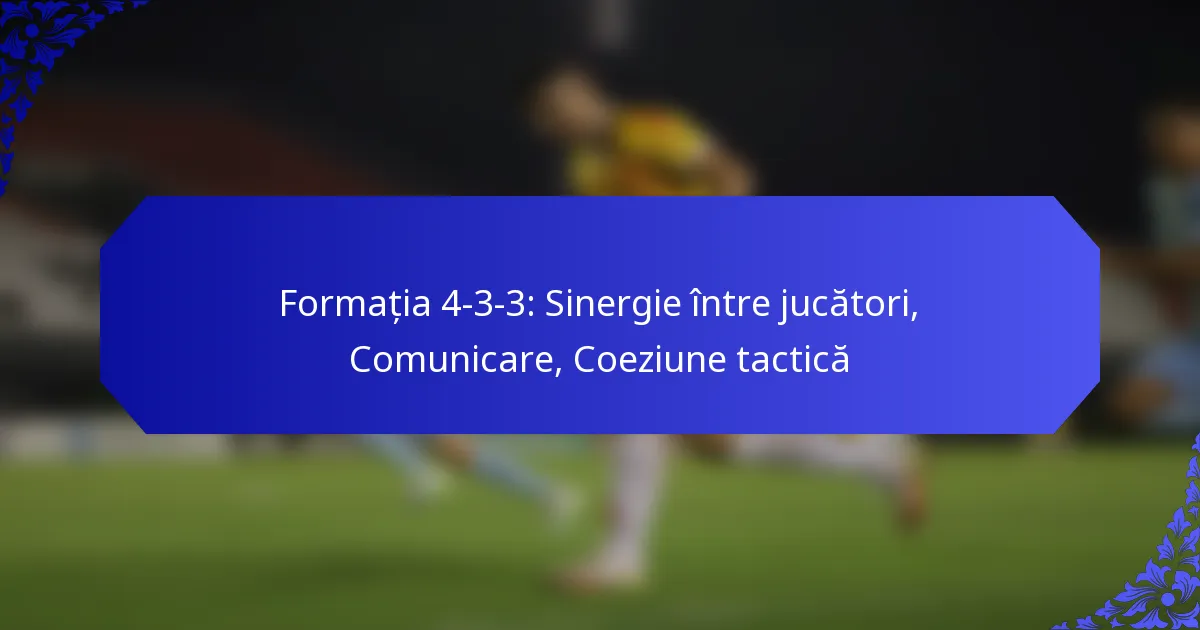 Formația 4-3-3: Sinergie între jucători, Comunicare, Coeziune tactică