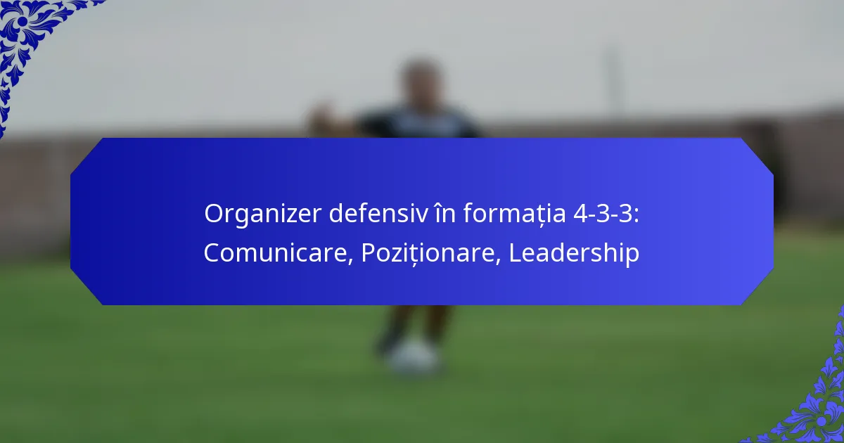 Organizer defensiv în formația 4-3-3: Comunicare, Poziționare, Leadership